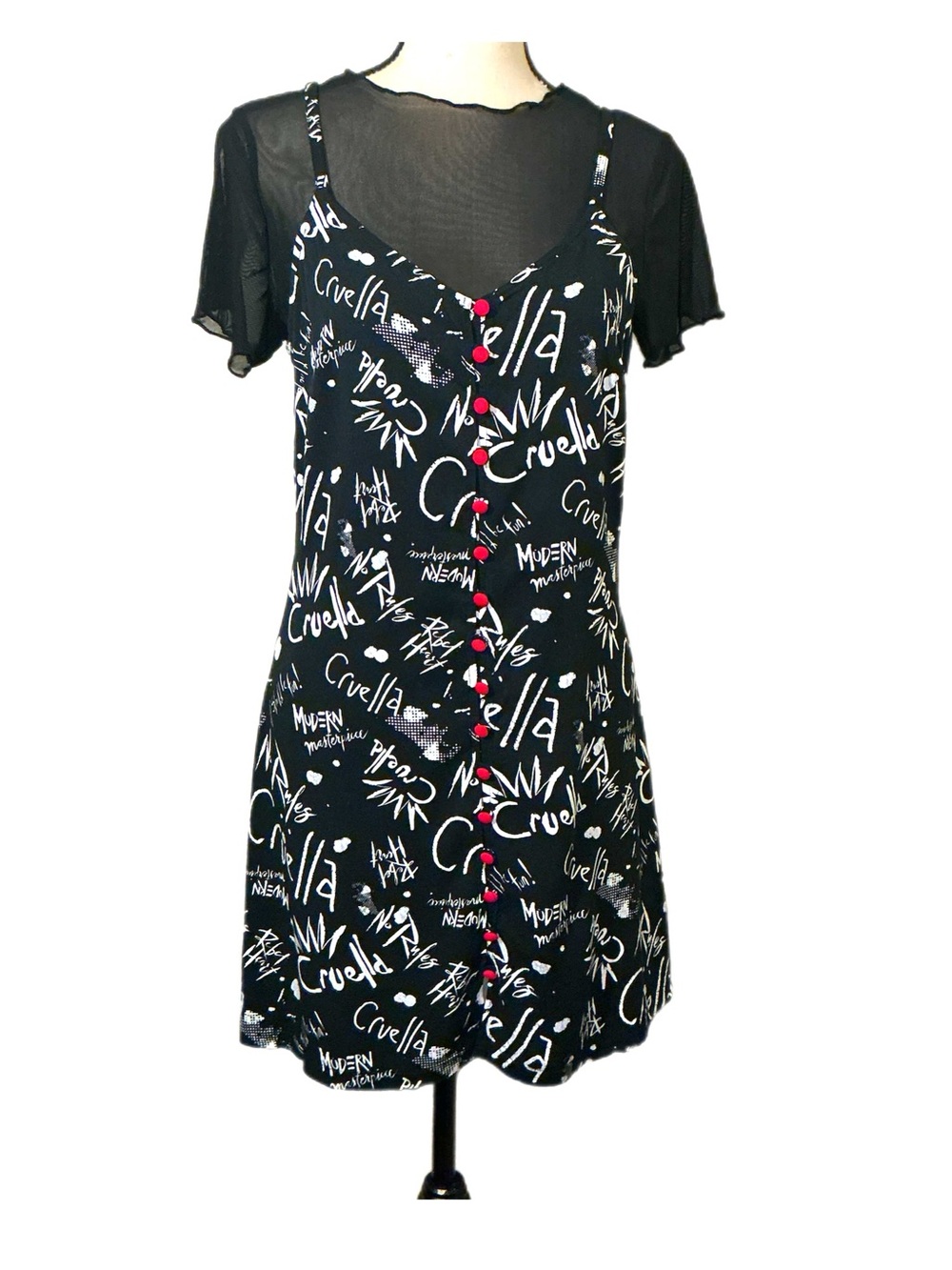 Disney Parks Her Universe Cruella De Vil Dress Medium Mesh Overlay Gothic M